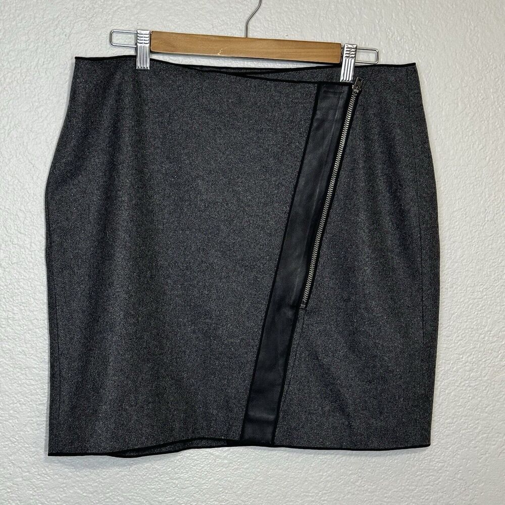 Banana Republic Skirt Women 14 Gray Wool Blend Lined Mini Minimalist Work NEW